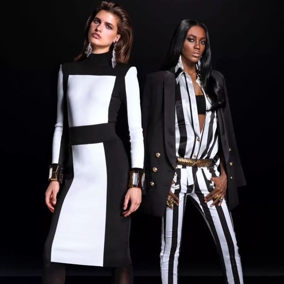 Balmain x H&M Colorblock Knit Midi Skirt Size 4 - Picture 1 of 6